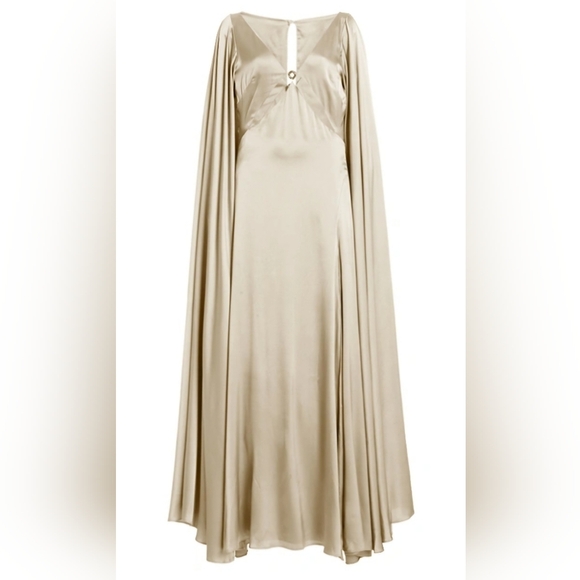 Cult Gaia Shaine Gown Maxi Cape Bridal Silk Cutouts White Ivory Medium - Picture 7 of 17